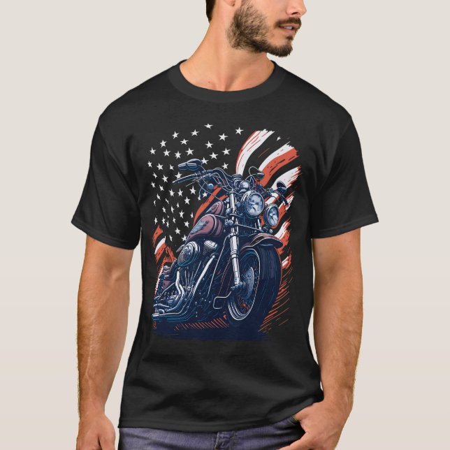 USA American Flag Rider Motorcycle Veteran Biker T-Shirt (Vorderseite)