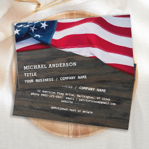 USA American Flag Rustic Wood Patriotic Visitenkarte
