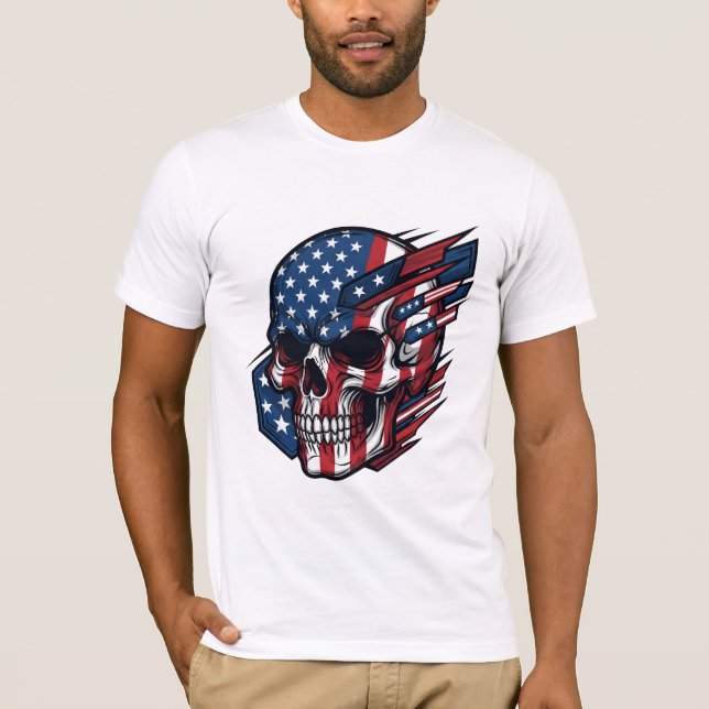 USA American Flag Skull Men's Patriotic T-Shirt (Vorderseite)