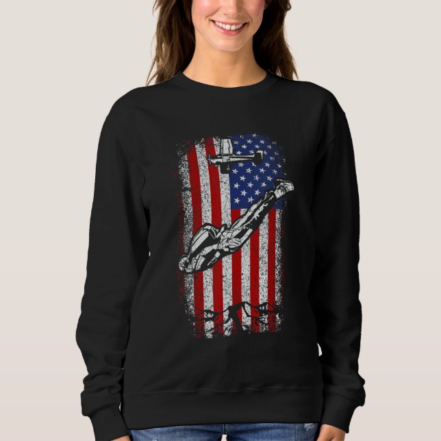 Usa American Flag Skydiving 4th Of July Sweatshirt (Vorderseite)