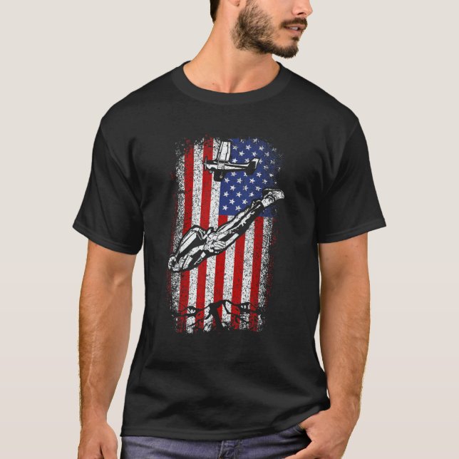 Usa American Flag Skydiving 4th Of July T-Shirt (Vorderseite)