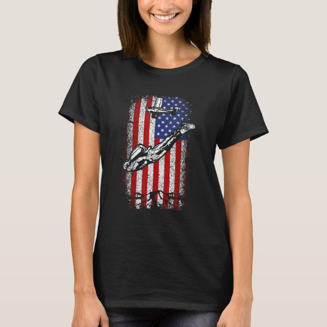 Usa American Flag Skydiving 4th Of July T-Shirt (Vorderseite)