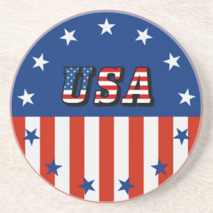 USA - American Flag Stars Circle Beverage Coasters Getränkeuntersetzer
