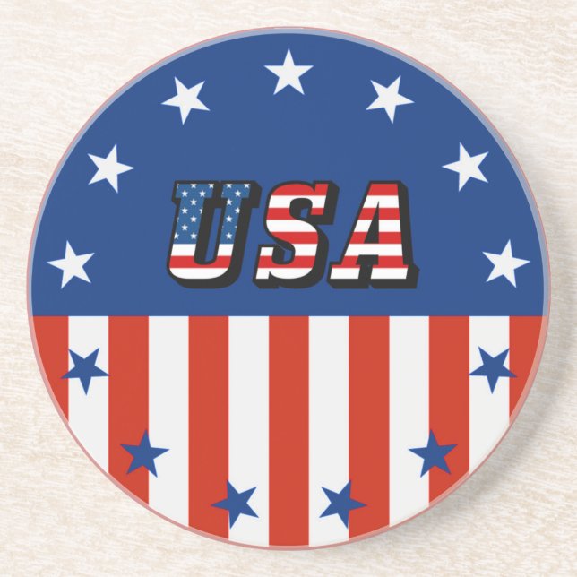 USA - American Flag Stars Circle Beverage Coasters Getränkeuntersetzer (Vorne)