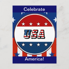 USA - American Flag & Stars in Circle #2 Postcard Postkarte