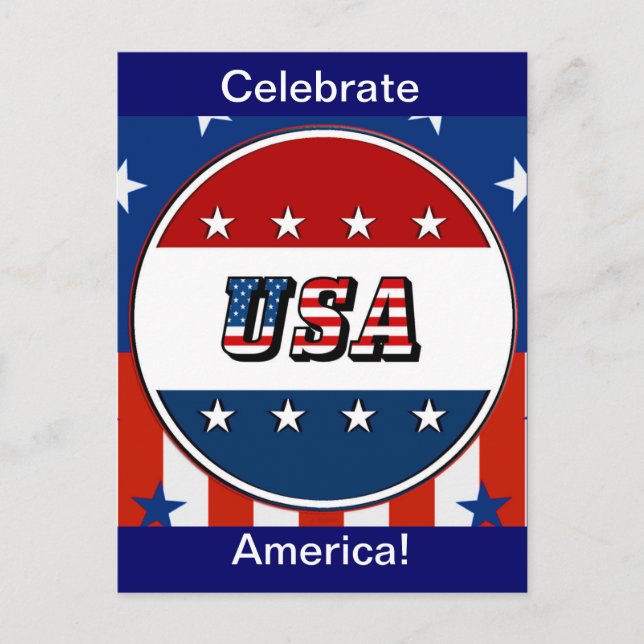 USA - American Flag & Stars in Circle #2 Postcard Postkarte (Vorderseite)