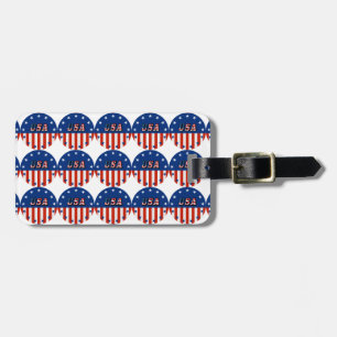 USA - American Flag & Stars in Circle Luggage Tag Gepäckanhänger