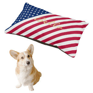 USA American Flag Stars Streifen Dose Name Plush Haustierbett