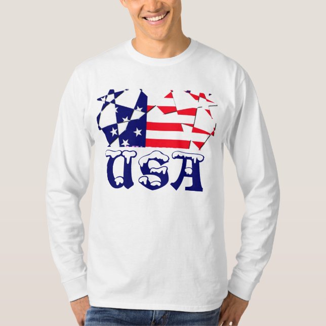 USA American Flag Stilvolle Mode Long Sleeve T T-Shirt (Vorderseite)