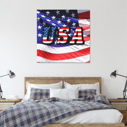 USA - American Flag Stretched Canvas Print Leinwanddruck