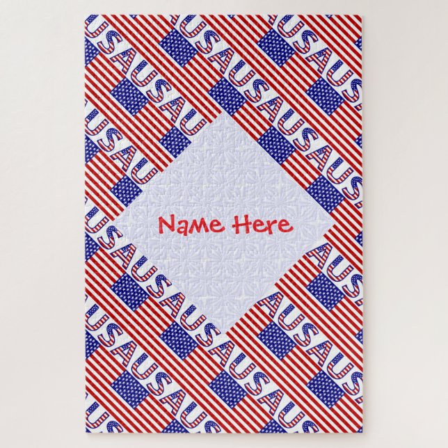 USA American Flag Tile Red Personalisiert Puzzle (Vertikal)