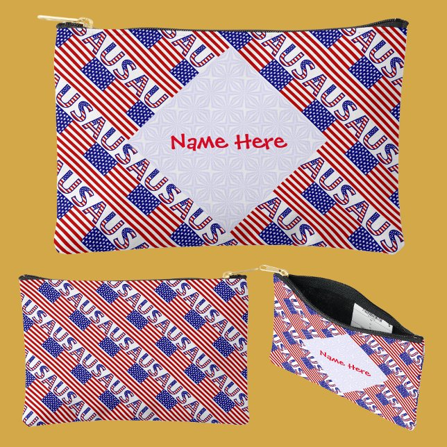 USA American Flag Tíled Red Personalization Zubehörtasche (Von Creator hochgeladen)