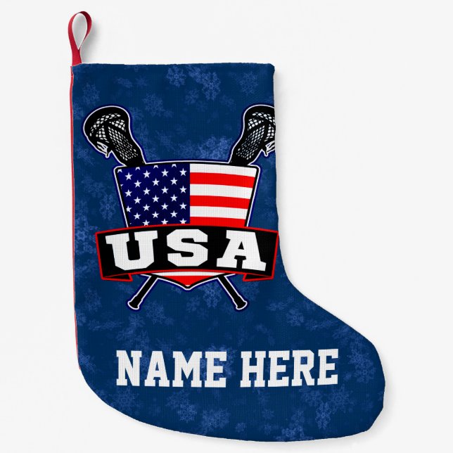 USA American Lacrosse Flag Weihnachtsfeiertag Stru Kleiner Weihnachtsstrumpf (Vorderseite)