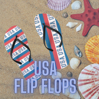 USA American Patriot Red White Blue Stars Streifen Flip Flops
