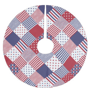 USA Americana Diagonal Red White & Blue Quilt Polyester Weihnachtsbaumdecke