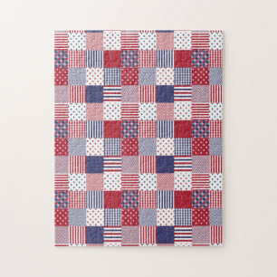 USA Americana Patchwork Red White & Blue Puzzle