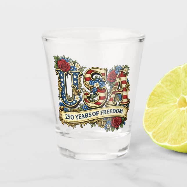 USA America's 250th Anniversary Schnapsglas (Vorderseite)