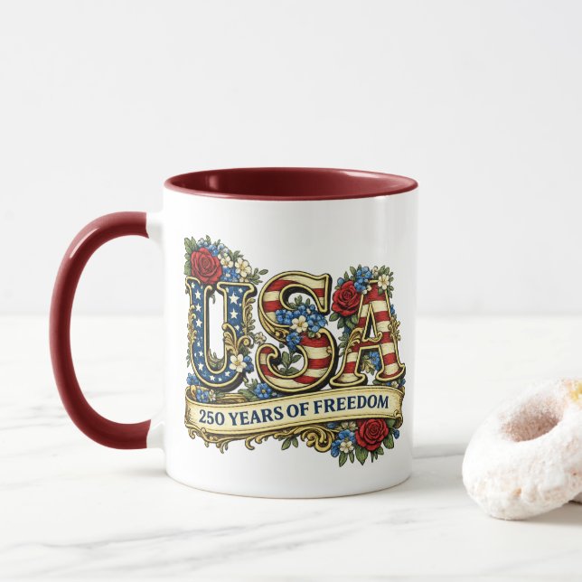 USA America's 250th Anniversary Tasse (Mit Donut)