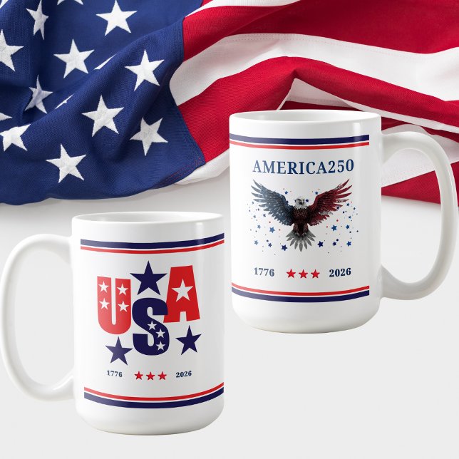 USA AMERIKA250 Unabhängigkeitstag 1776 - 2026 Kaffeetasse (USA AMERICA250 Independence Day 1776 - 2026 Coffee Mug)
