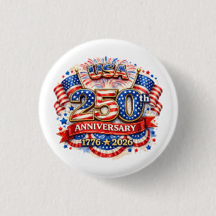 USA Amerika 250. Jubiläum Aquarell Patriotisch Button