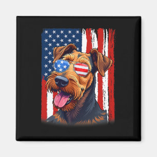 Usa Amerika Flagge Airedale Terrier Hund 4. Juli Magnet