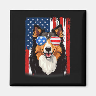 USA Amerika Flagge Rough Collie Hund 4. Juli Patr Magnet