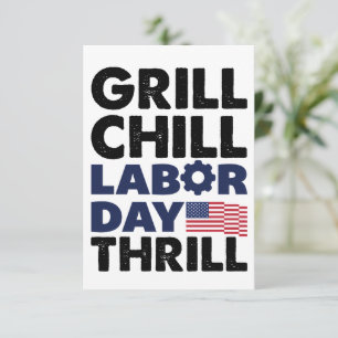 USA Amerika Grill Chill Labour Day Thrill GRILLEN  Dankeskarte