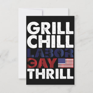 USA Amerika Grill Chill Labour Day Thrill GRILLEN  Dankeskarte