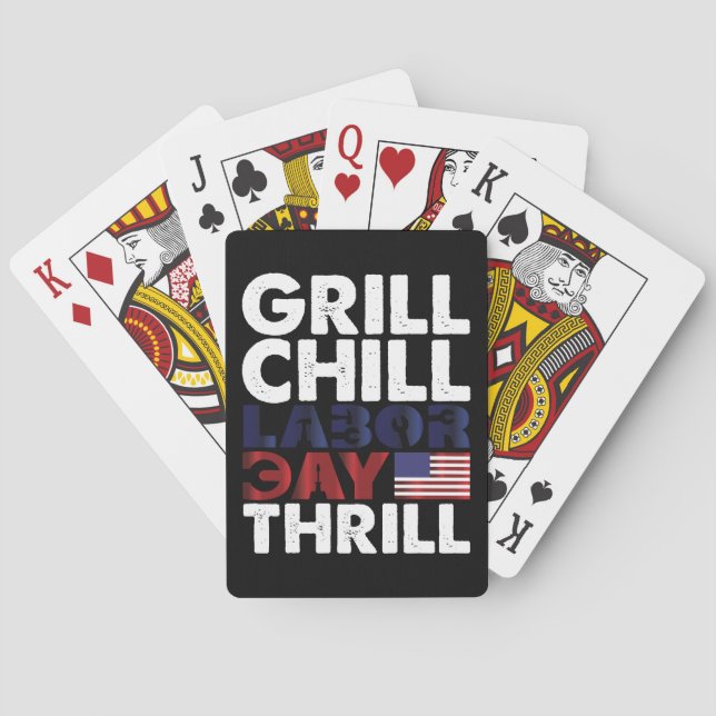 USA Amerika Grill Chill Labour Day Thrill GRILLEN  Spielkarten (Rückseite)