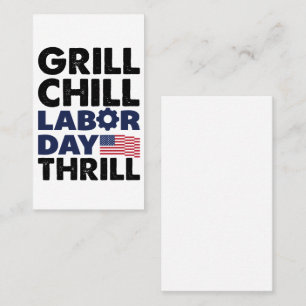 USA Amerika Grill Chill Labour Day Thrill GRILLEN  Visitenkarte