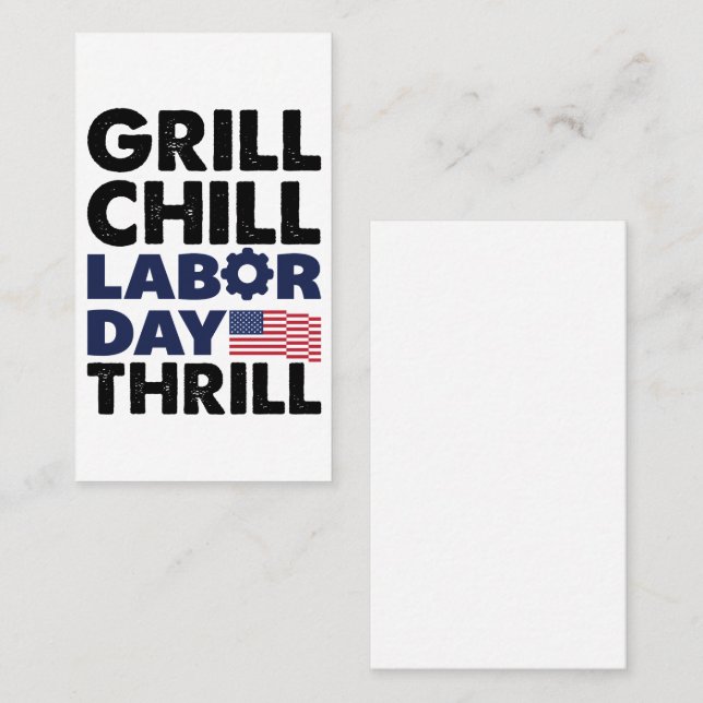 USA Amerika Grill Chill Labour Day Thrill GRILLEN  Visitenkarte (Vorne/Hinten)
