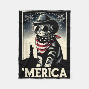 Usa Amerika Katze 4. Juli Männer Frauen Kinder Lus Fleecedecke