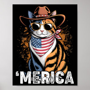 Usa Amerika Katze 4. Juli Männer Frauen Kinder Lus Poster