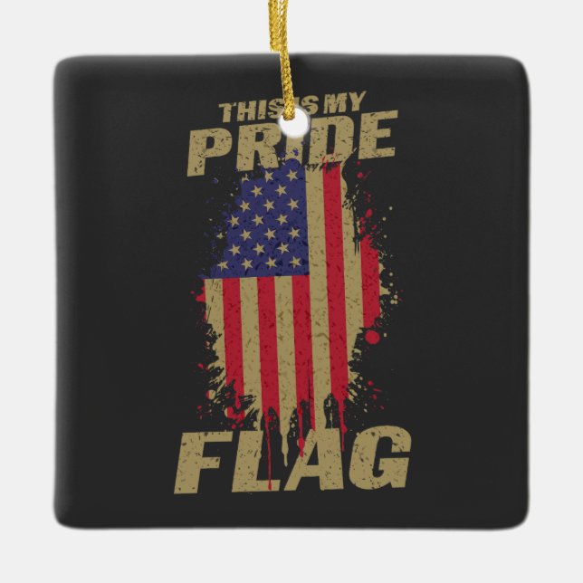 USA Amerikaner 4. Juli Patriotic Pride Flag Keramikornament (Vorderseite)