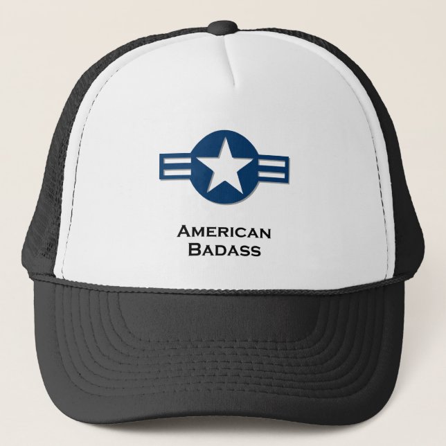 USA-Amerikaner Badass Blau Truckerkappe (Vorderseite)
