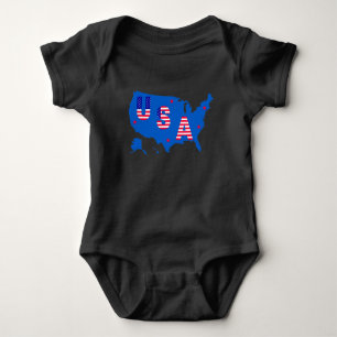 USA Amerikanisch Patriotische Karte/ Flaggen-US Fl Baby Strampler