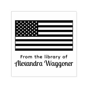 USA Amerikanische Flagge „Aus der Bibliothek von“  Permastempel