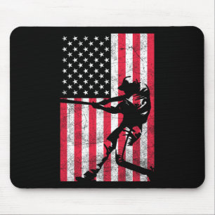 Usa Amerikanische Flagge Baseball Rot Weiß Blau 4. Mousepad