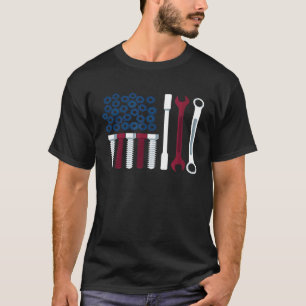 Usa Amerikanische Flagge Drehmomentschlüssel Stil T-Shirt