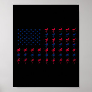 Usa Amerikanische Flagge Flamingo Liebhaber 4. Jul Poster