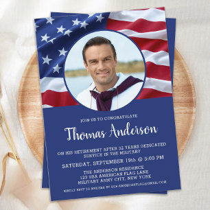 USA Amerikanische Flagge Foto Militär Ruhestand Einladung