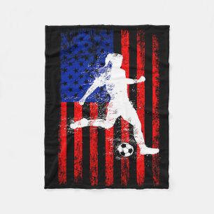 USA-Amerikanische-Flagge-Fußball-Shirt für Mädchen Fleecedecke