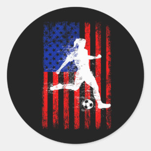 USA-Amerikanische-Flagge-Fußball-Shirt für Mädchen Runder Aufkleber