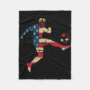 Usa Amerikanische Flagge Fußballspieler Silhouette Fleecedecke