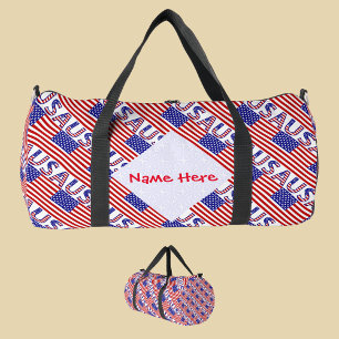 USA Amerikanische Flagge Kachel Rot Personalisieru Duffle Bag