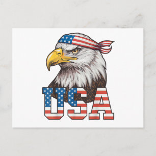 USA Amerikanische Flagge Männer Frauen Kinder Weiß Feiertagspostkarte