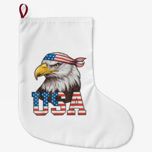 USA Amerikanische Flagge Männer Frauen Kinder Weiß Großer Weihnachtsstrumpf