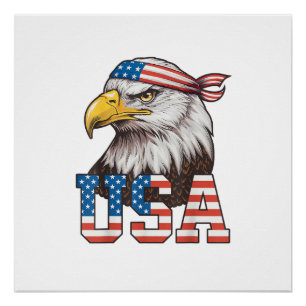 USA Amerikanische Flagge Männer Frauen Kinder Weiß Poster