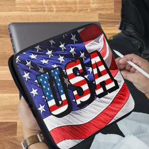 USA - Amerikanische Flagge Neoprene Laptop Sleeve