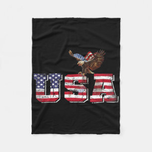 Usa Amerikanische Flagge Patriotisch 4. Juli Adler Fleecedecke